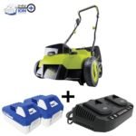 Restored Sun Joe 24V-X2-DTS15 Scarifier and Dethatcher Kit | 5-Depth Positions | 15-inch | Brushless Motor | (2) 24-V 4.0-Ah Batteries & Dual Port Charger (Refurbished)