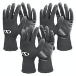 Restored Sun Joe GGNP-S3-BLK Reusable Nitrile-Palm Gloves | Tactile | Washable | One Size Fits Most | Set of 3 (Black) (Refurbished)