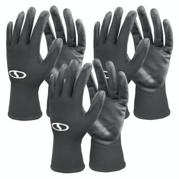 Restored Sun Joe GGNP-S3-BLK Reusable Nitrile-Palm Gloves | Tactile | Washable | One Size Fits Most | Set of 3 (Black) (Refurbished)