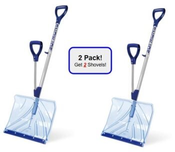 2 PACK - Snow Joe Shovelution SJ-SHLV02 | Strain-Reducing Shatter-Resistant Polycarbonate Snow Shovel | W/ Spring Assisted Handle | 18-inch (Open Box)